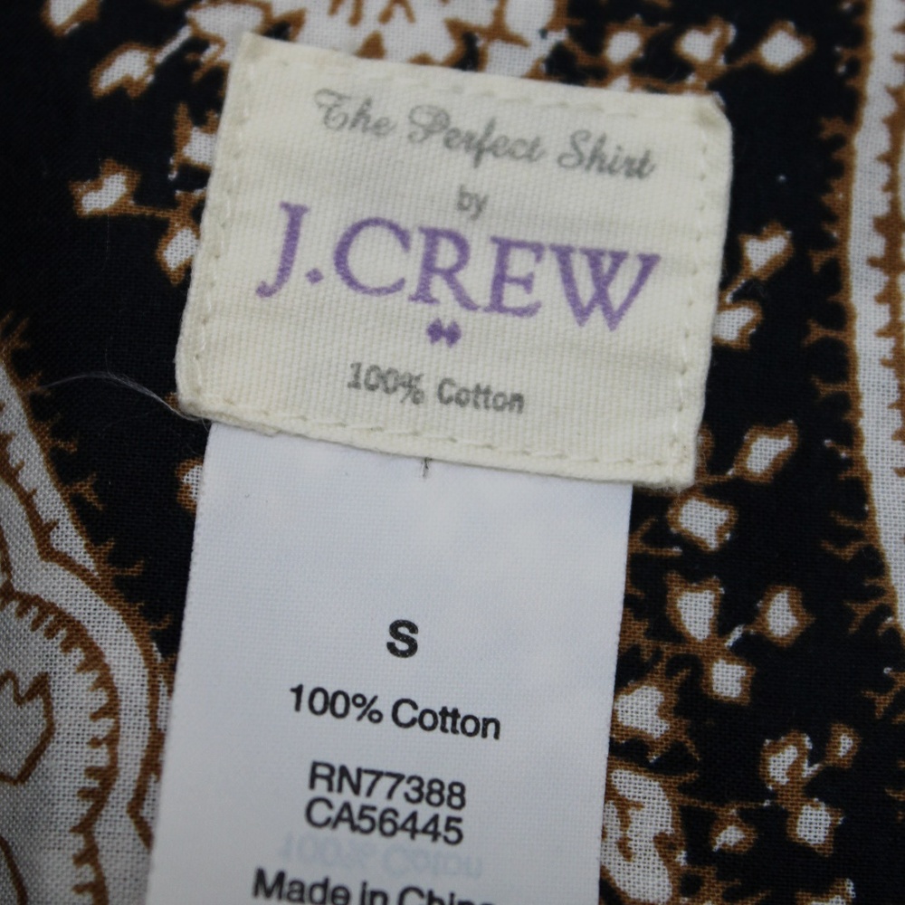 J. Crew navy/gold/white long sleeve blouse sz S - Picture 3 of 4